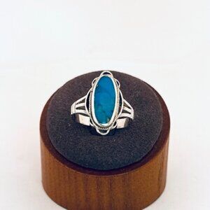 925 Sterling Silver Turquoise Ring Size 9.75 Vintage Estate Southwest Boho Style